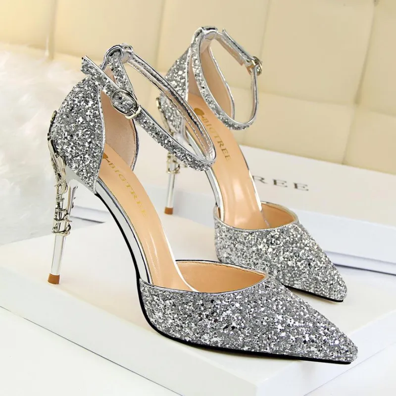 Glitter Point Toe Ankle Strap Sandals - Image 5
