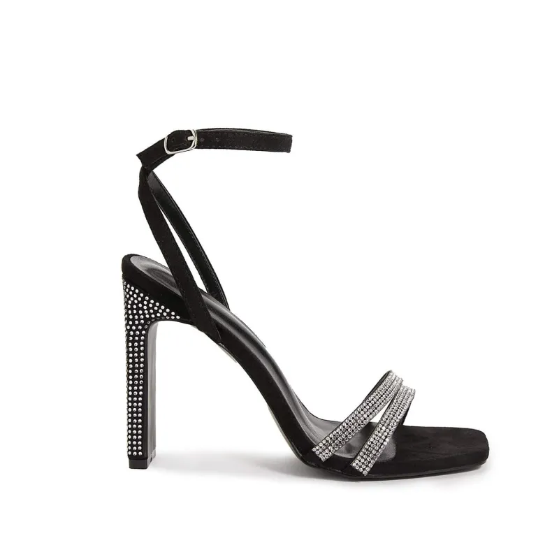 Rhinestone Decor Ankle Strap Heeled Sandals - Image 2