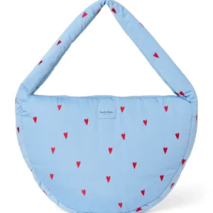 Puffy Cross Body Bag | Light Blue Hearts