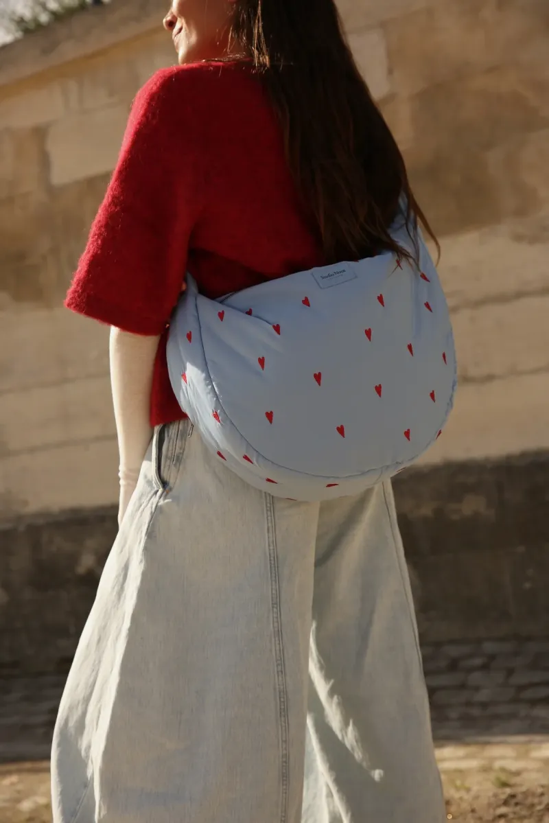 Puffy Cross Body Bag | Light Blue Hearts - Image 2