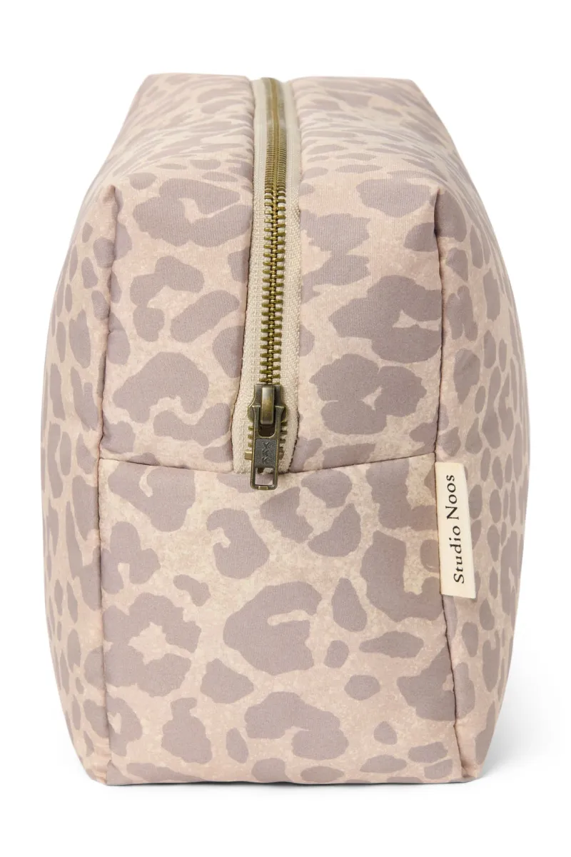 Puffy Toiletry Bag | Beige Leopard - Image 3