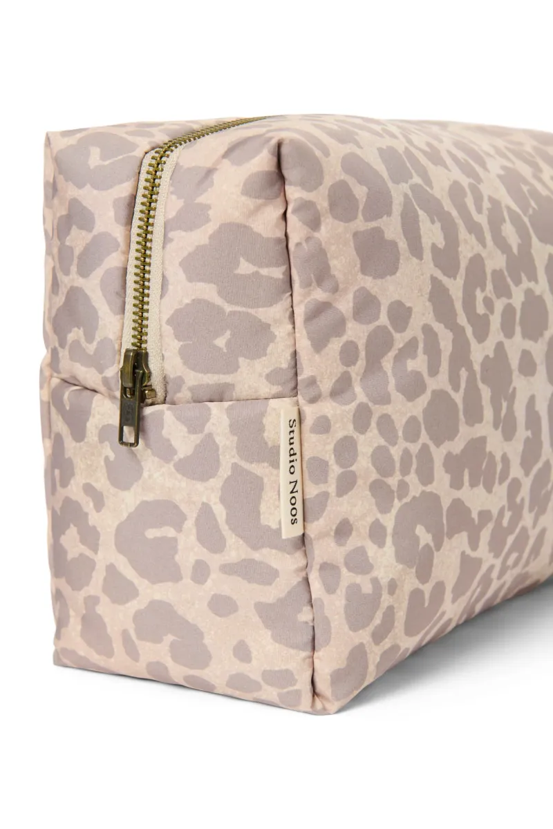 Puffy Toiletry Bag | Beige Leopard - Image 4