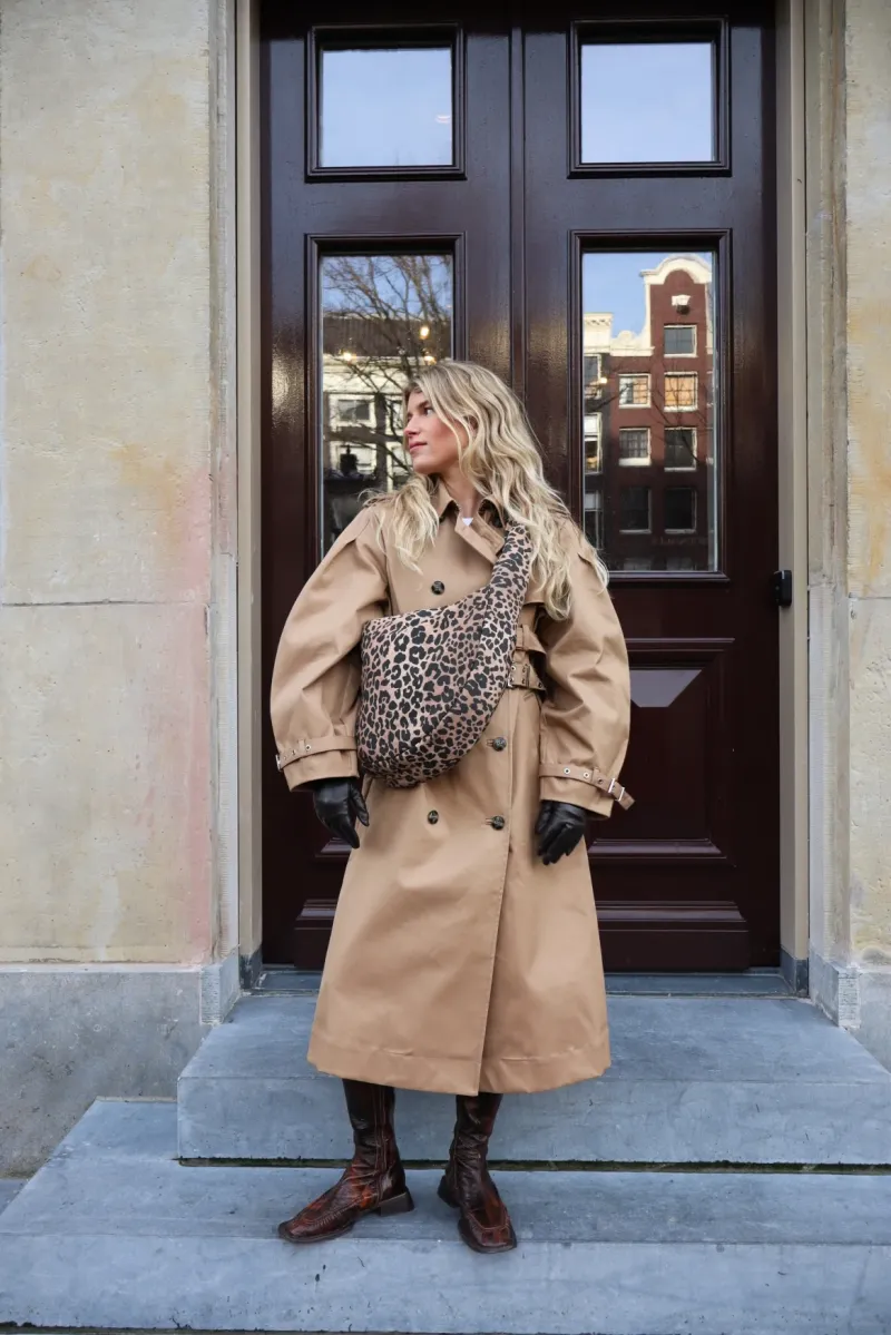 Cotton Cross Body Bag | Brown Leopard - Image 2