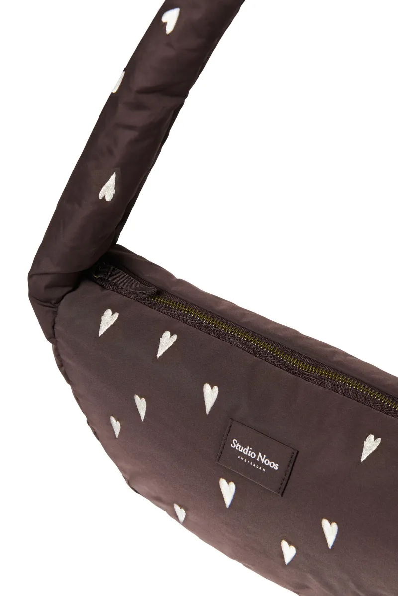 Puffy Mini Cross Body Bag | Brown Hearts - Image 4