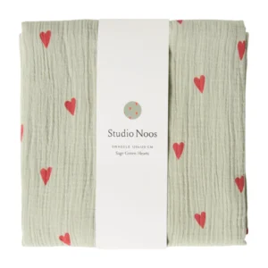 Swaddle Print Large | Green Hearts