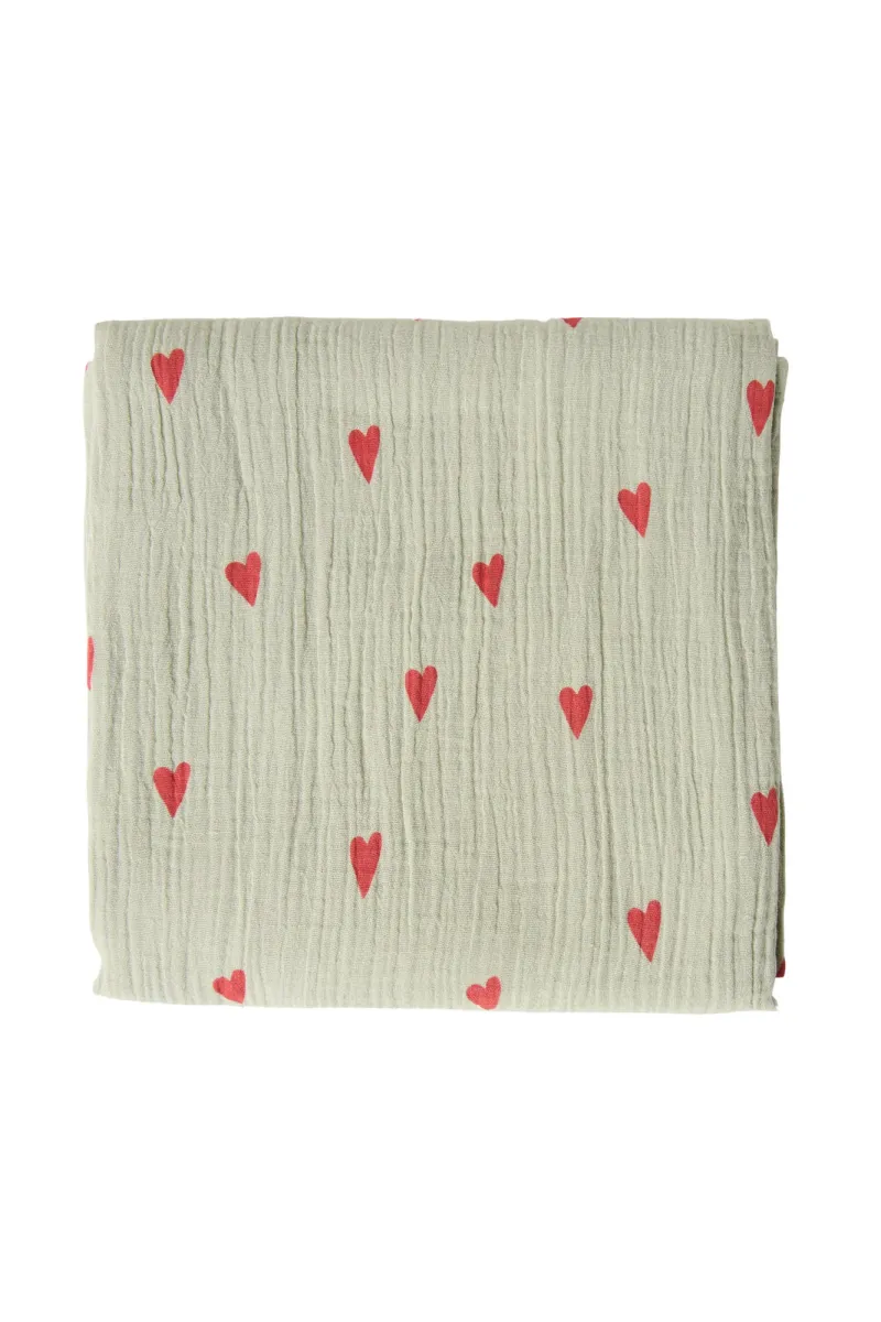 Swaddle Print Large | Green Hearts - Image 3