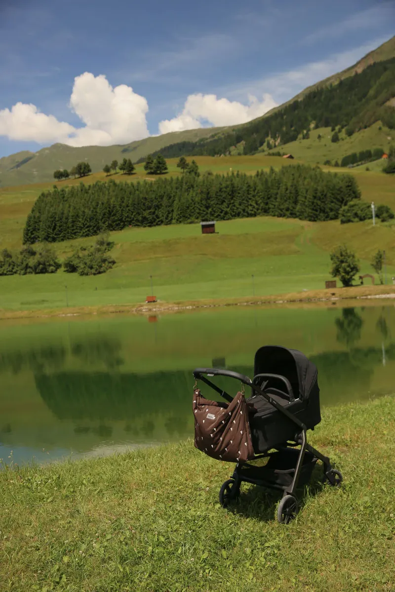 Puffy Diaper Bag | Brown Hearts - Image 2
