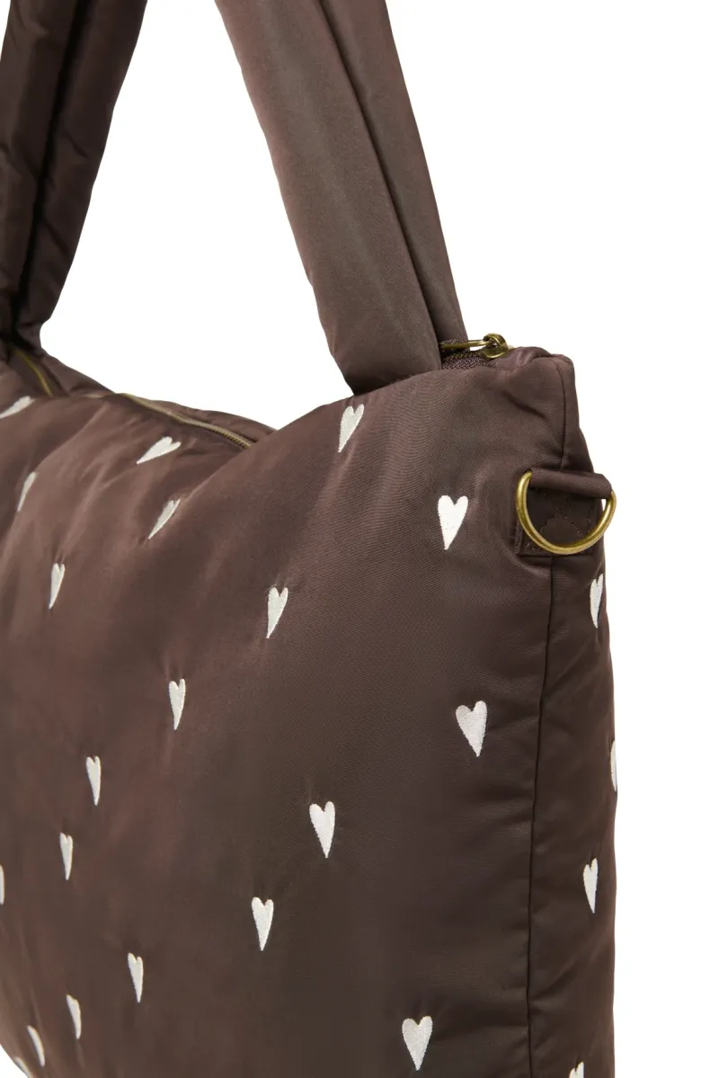 Puffy Diaper Bag | Brown Hearts - Image 5