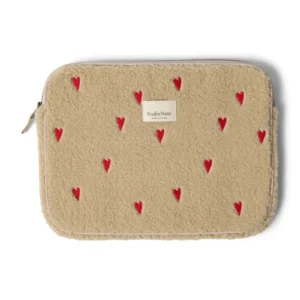 Teddy Laptop Sleeve 13 Inch | Ecru Hearts