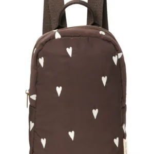 Puffy Mini Backpack | Brown Hearts