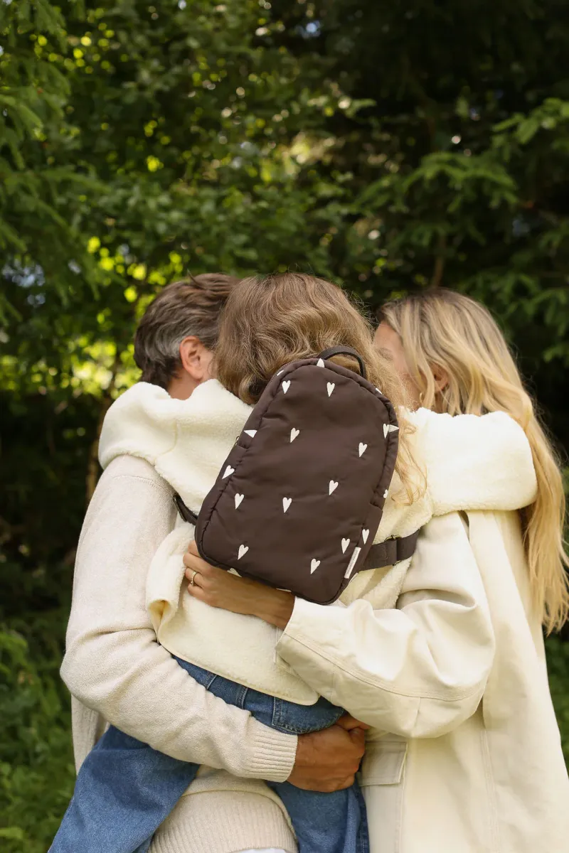 Puffy Mini Backpack | Brown Hearts - Image 2