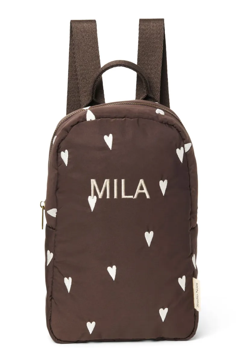 Puffy Mini Backpack | Brown Hearts - Image 5