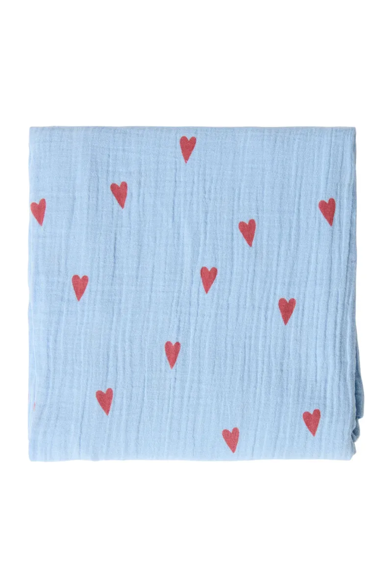 Swaddle Print Large | Light Blue Hearts - Image 3