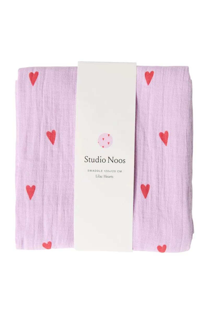 Swaddle Print Large | Purple Hearts