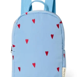 Puffy Mini Backpack | Light Blue Hearts