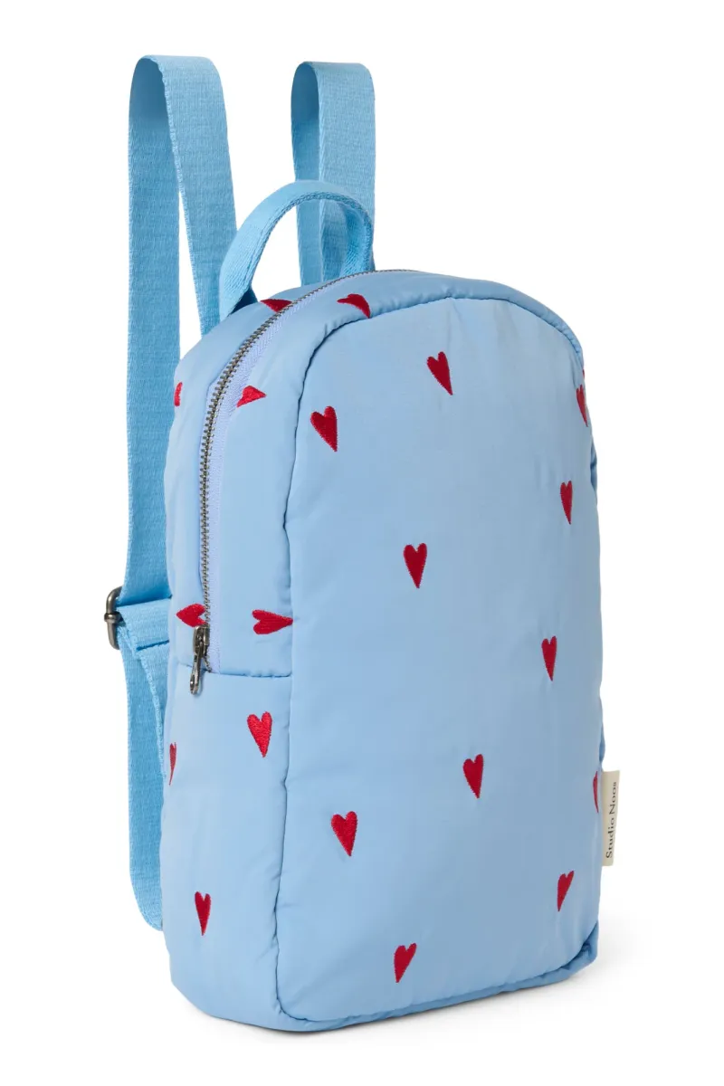 Puffy Mini Backpack | Light Blue Hearts - Image 3