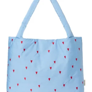 Puffy Mom Bag | Light Blue Hearts