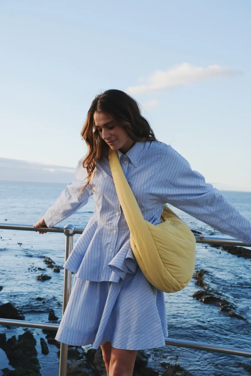 Textured Puffy Cross Body Bag | Butter Yellow - Image 3
