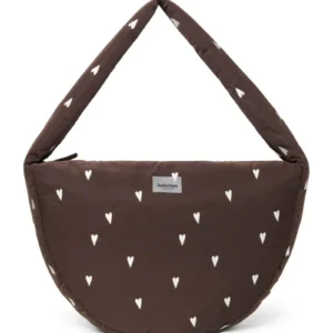 Puffy Cross Body Bag | Brown Hearts