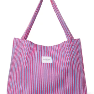 Poplin Striped Mom Bag | Raspberry