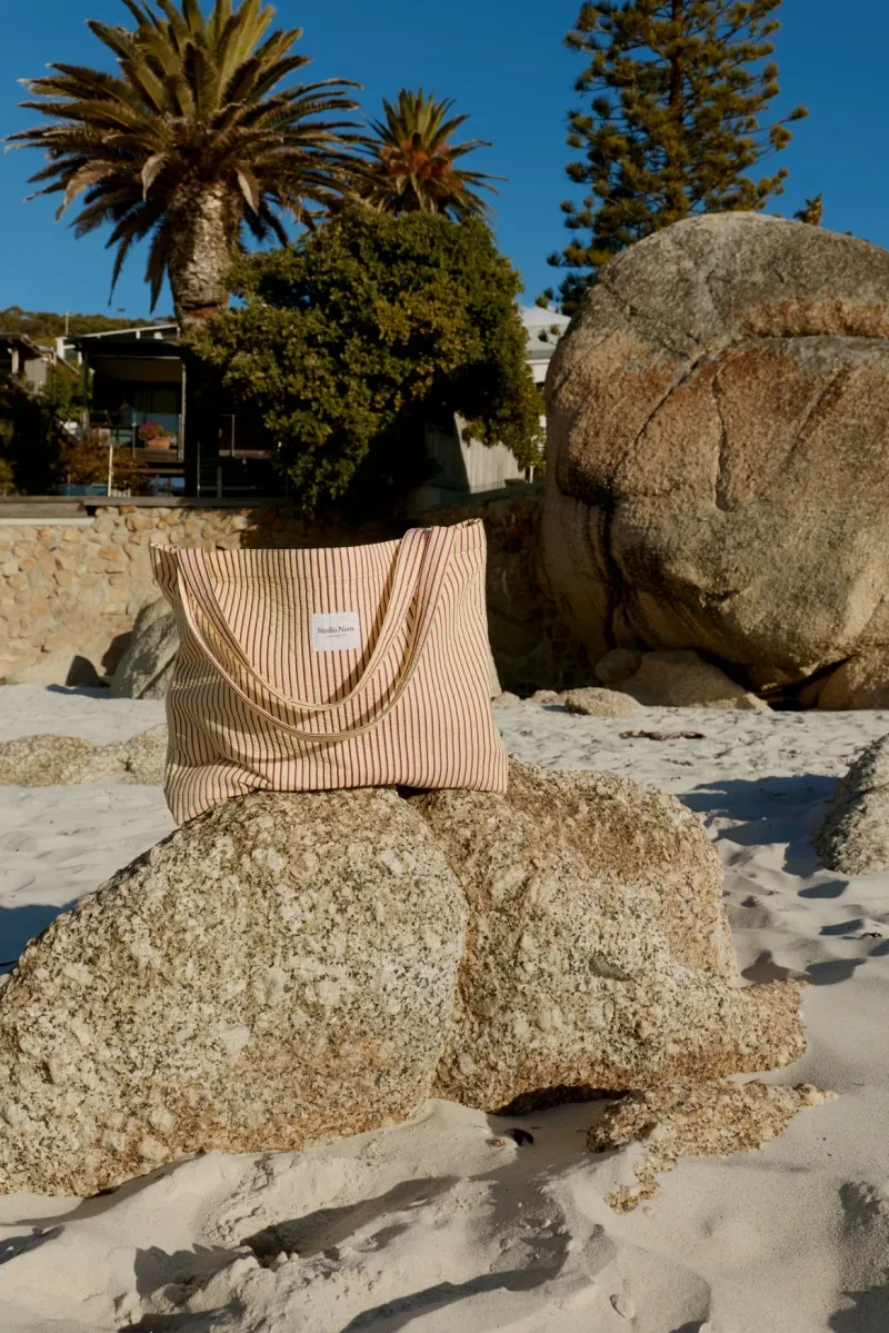Poplin Striped Mom Bag | Butter Yellow - Image 2