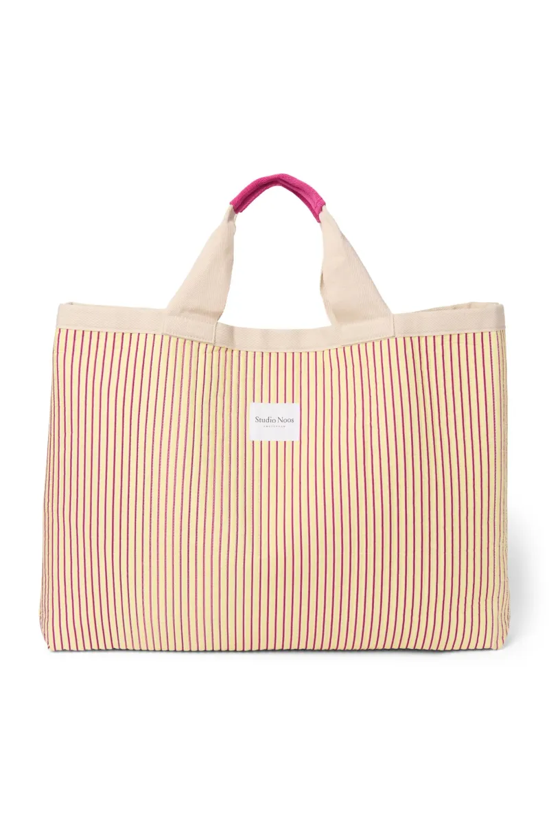 Poplin Striped Beach Bag | Butter Yellow