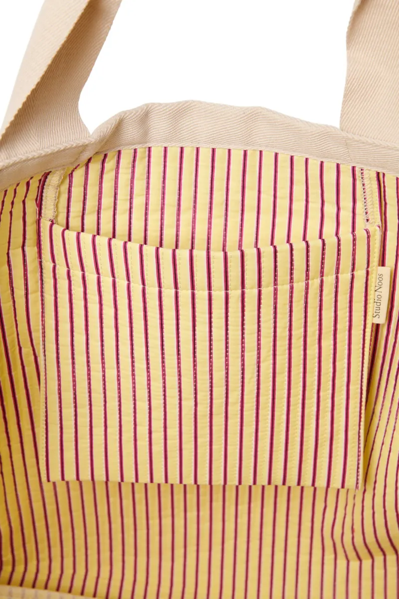 Poplin Striped Beach Bag | Butter Yellow - Image 4