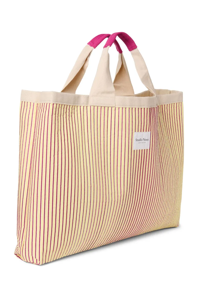 Poplin Striped Beach Bag | Butter Yellow - Image 5