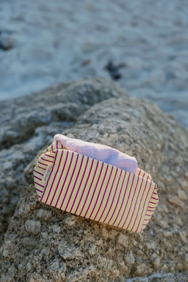 Poplin Striped Pouch | Butter Yellow - Image 2