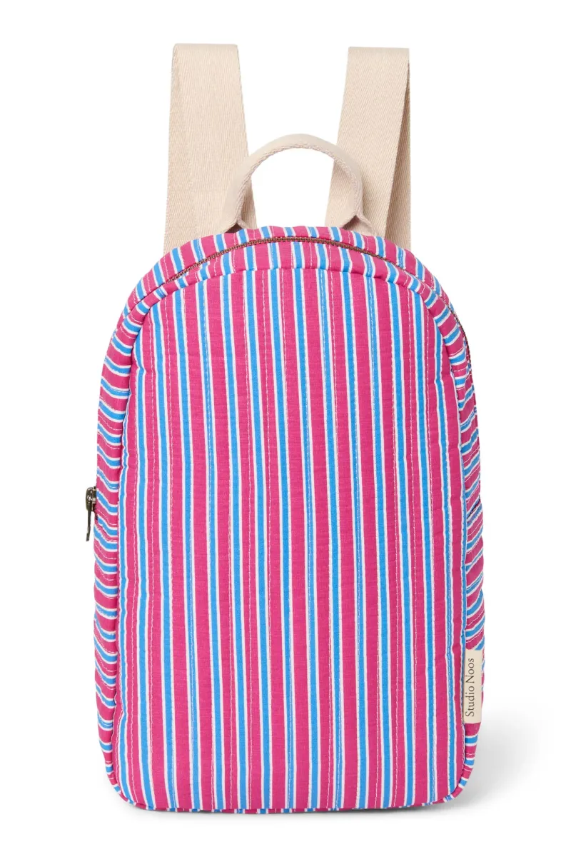 Poplin Striped Mini Backpack | Raspberry