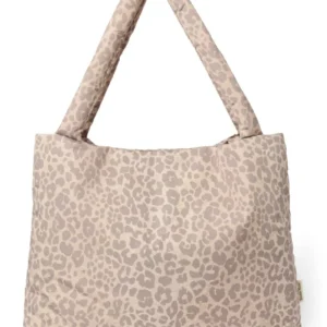 Puffy Mom Bag | Beige Leopard
