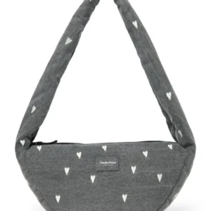 Denim Mini Cross Body Bag | Grey Hearts